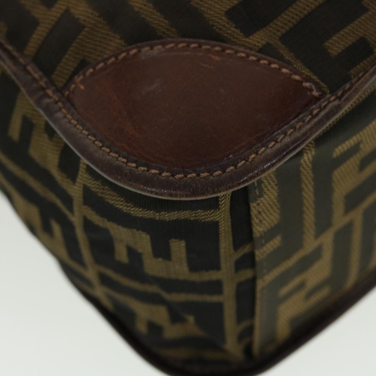 FENDI Zucca Canvas Hand Bag Black Brown 2321.26555.098 ar9639