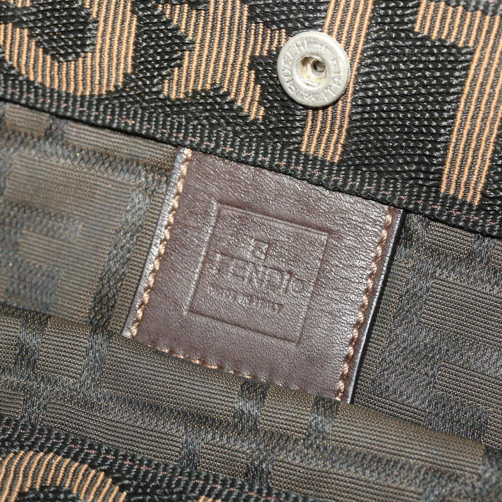 FENDI Zucca Canvas Hand Bag Black Brown 2321.26555.098 ar9639