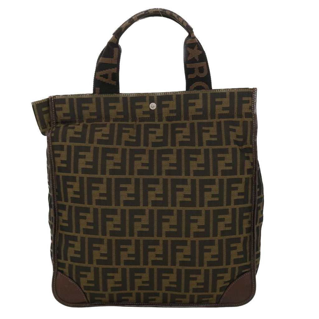 FENDI Zucca Canvas Hand Bag Black Brown 2321.26555.098 ar9639