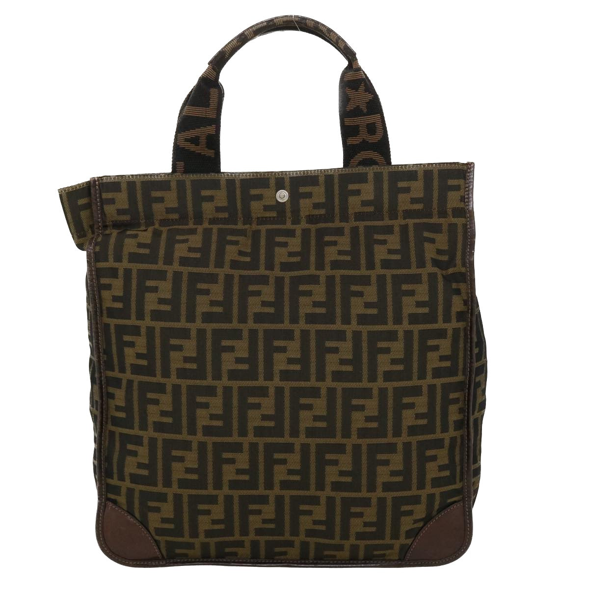 FENDI Zucca Canvas Hand Bag Black Brown 2321.26555.098 ar9639