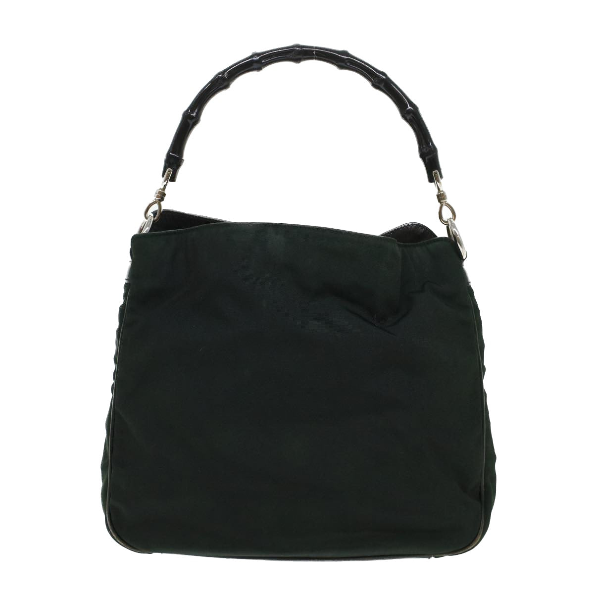 GUCCI Bamboo Shoulder Bag Nylon Leather Green 001 1638 3754  ar9698B