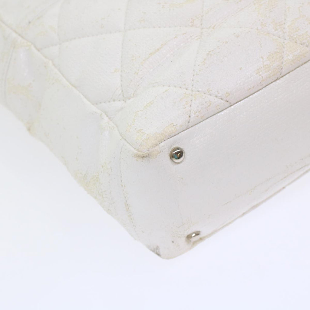 CHANEL Shoulder Bag Coated Canvas White CC ar9716