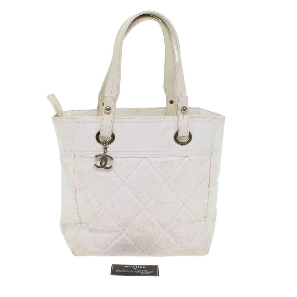 CHANEL Shoulder Bag Coated Canvas White CC ar9716