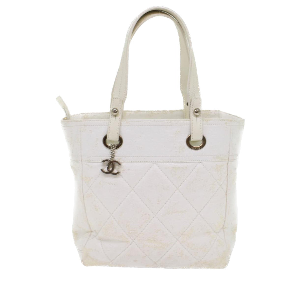 CHANEL Shoulder Bag Coated Canvas White CC ar9716