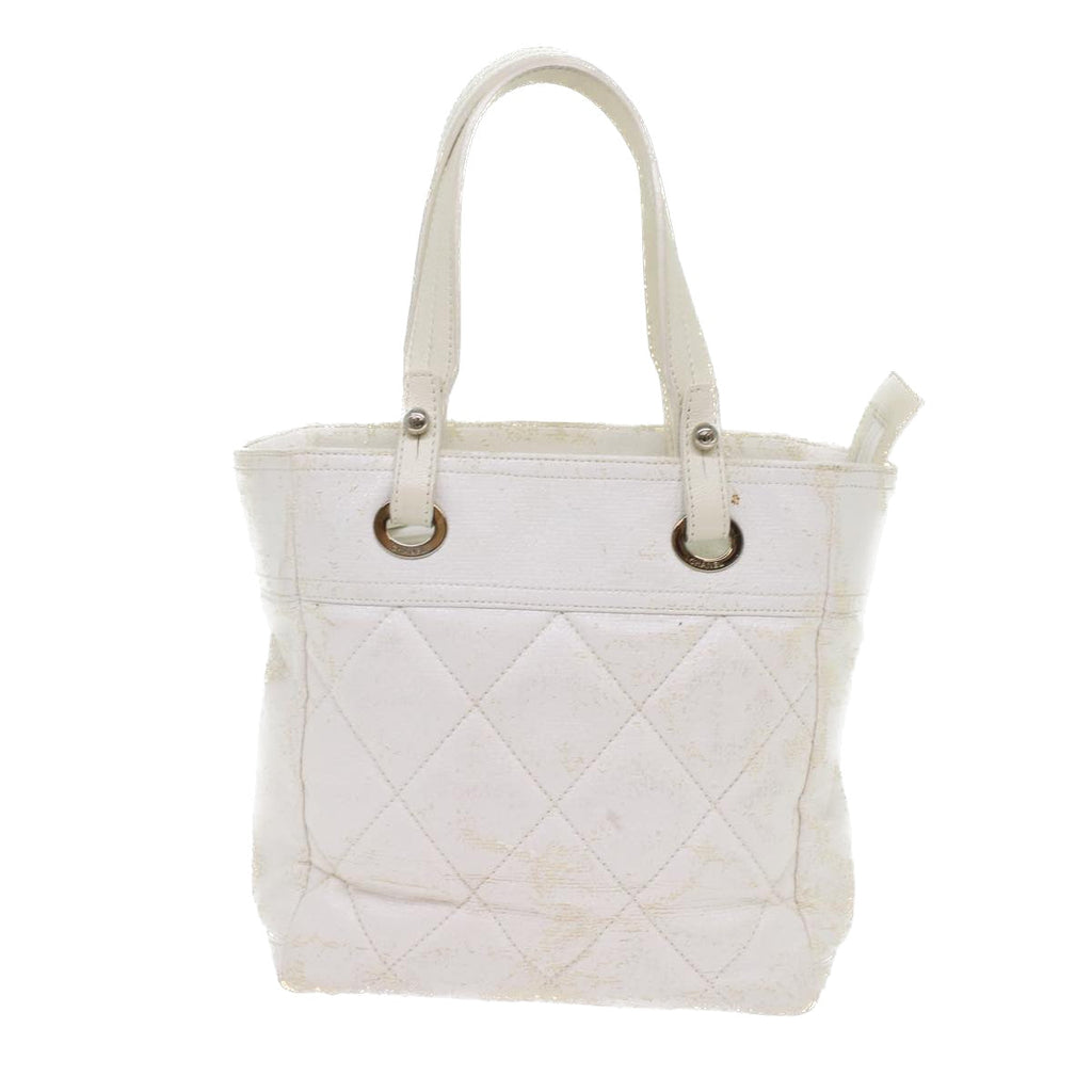 CHANEL Shoulder Bag Coated Canvas White CC ar9716