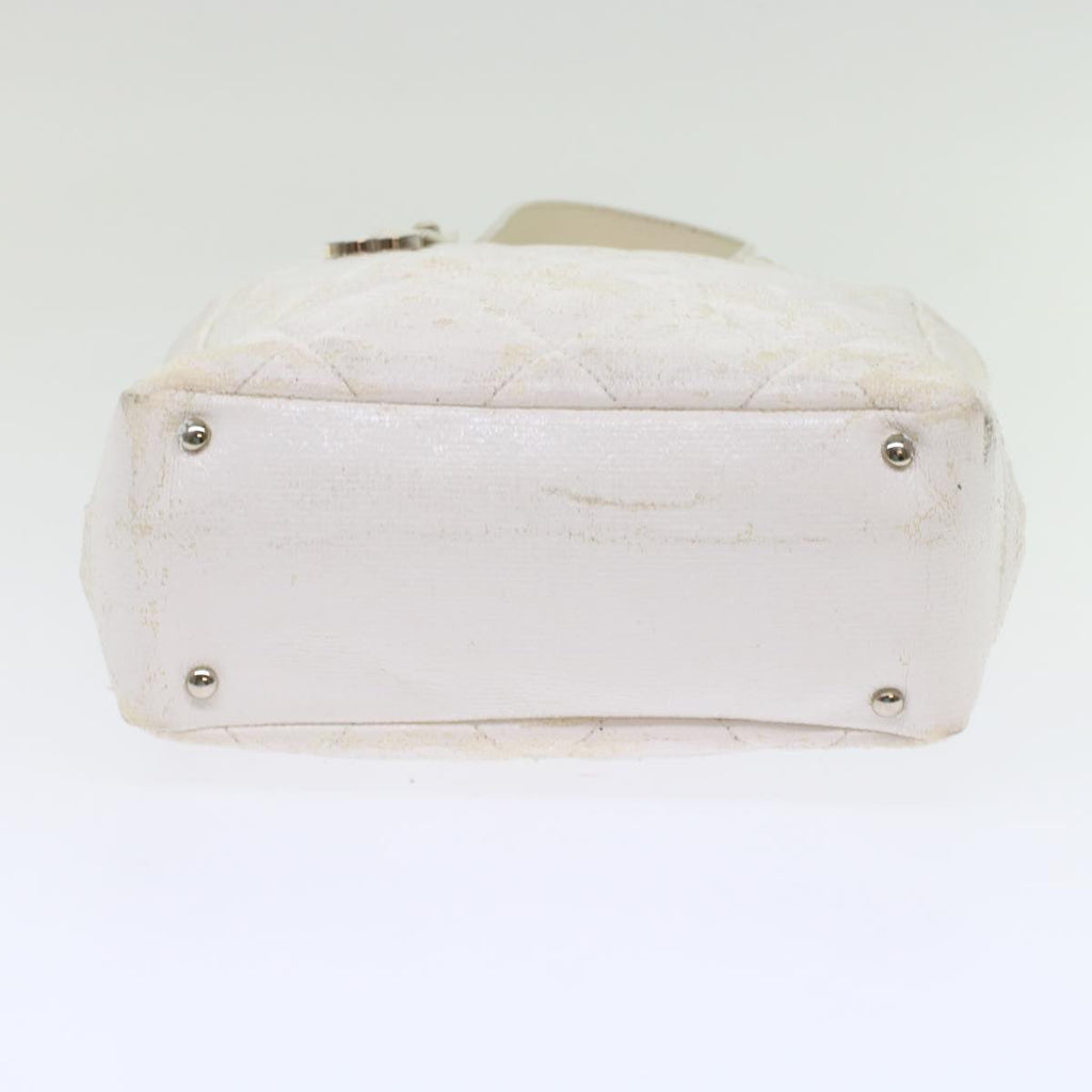 CHANEL Shoulder Bag Coated Canvas White CC ar9716