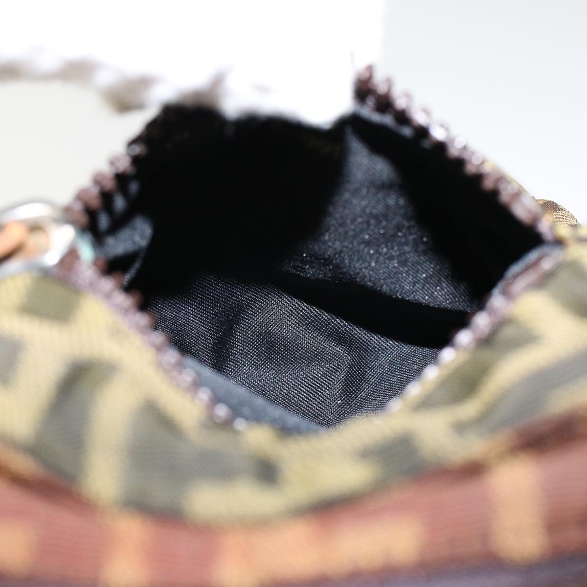 FENDI Zucca Canvas Shoulder Bag Black Brown ar9736
