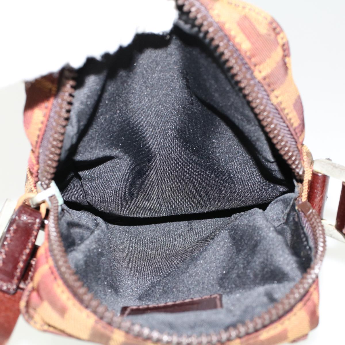FENDI Zucca Canvas Shoulder Bag Black Brown ar9736