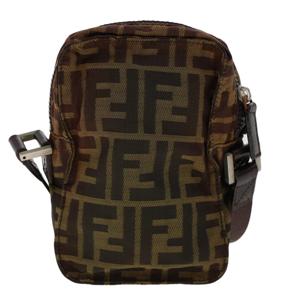 FENDI Zucca Canvas Shoulder Bag Black Brown ar9736