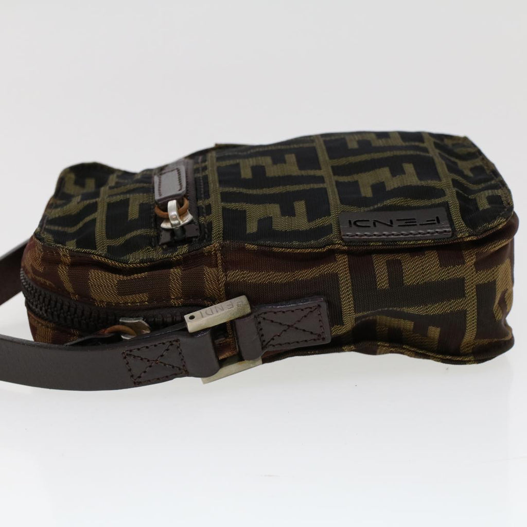FENDI Zucca Canvas Shoulder Bag Black Brown ar9736
