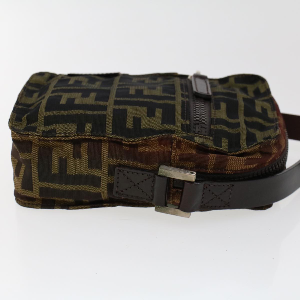 FENDI Zucca Canvas Shoulder Bag Black Brown ar9736
