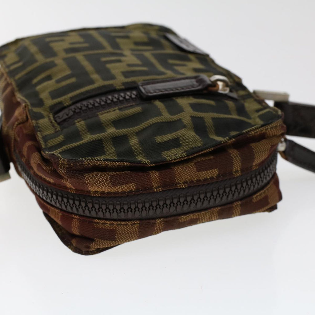 FENDI Zucca Canvas Shoulder Bag Black Brown ar9736