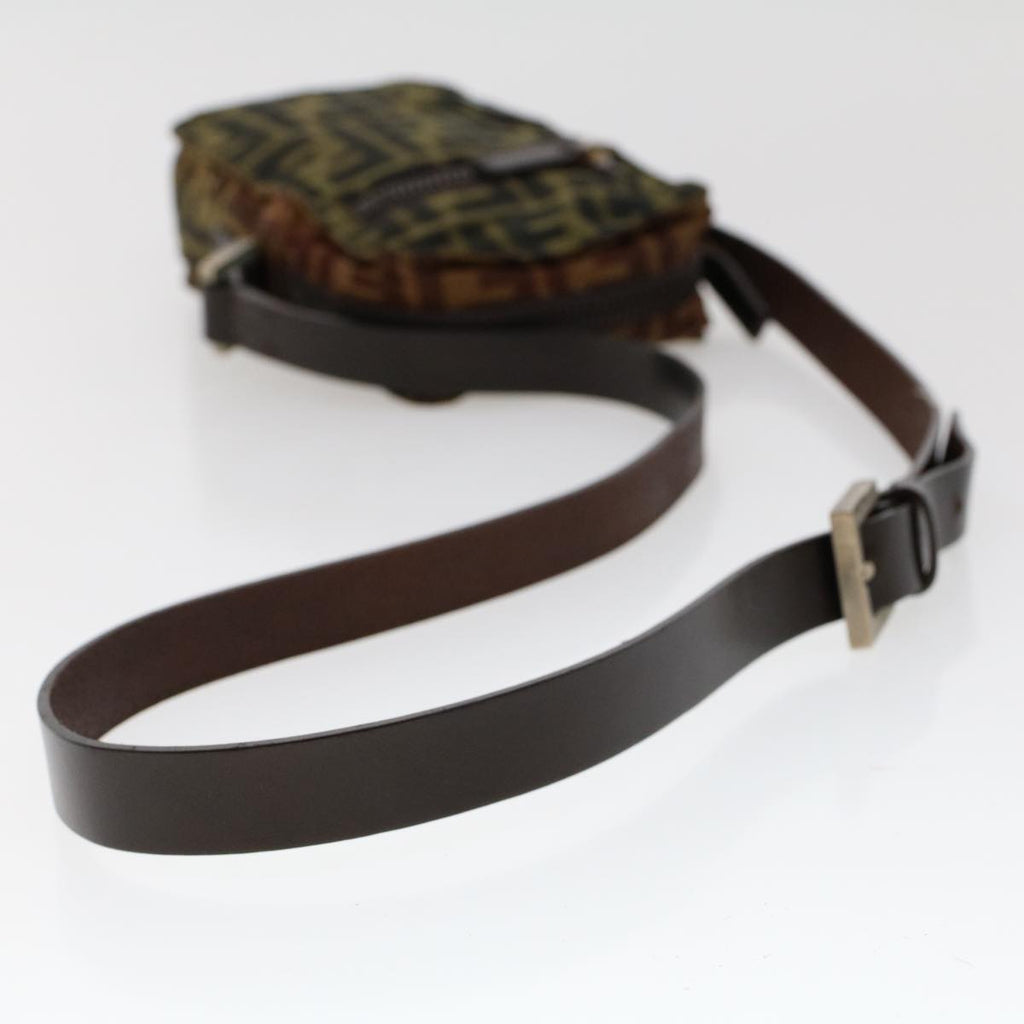 FENDI Zucca Canvas Shoulder Bag Black Brown ar9736