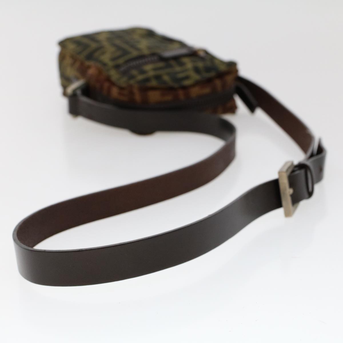 FENDI Zucca Canvas Shoulder Bag Black Brown ar9736