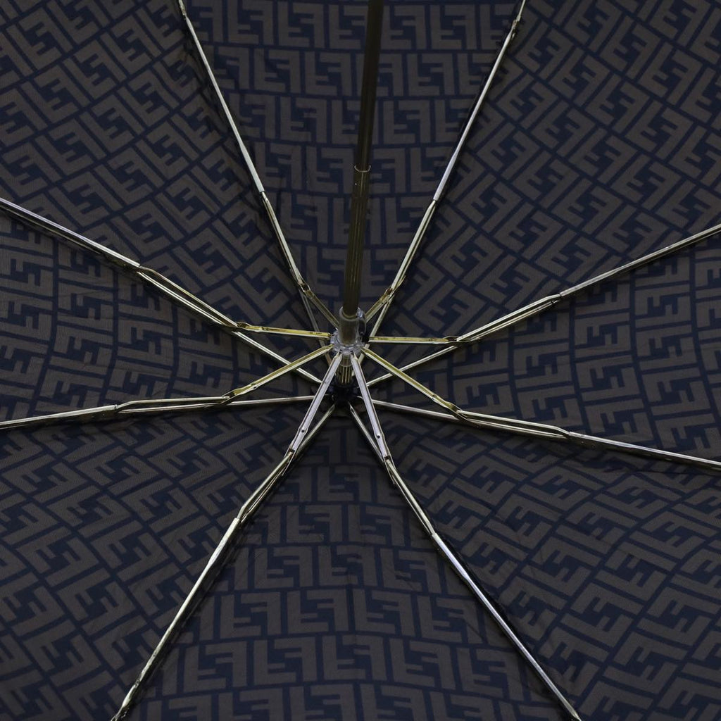 FENDI Zucca Canvas Folding Umbrella Nylon Brown Black ar9758