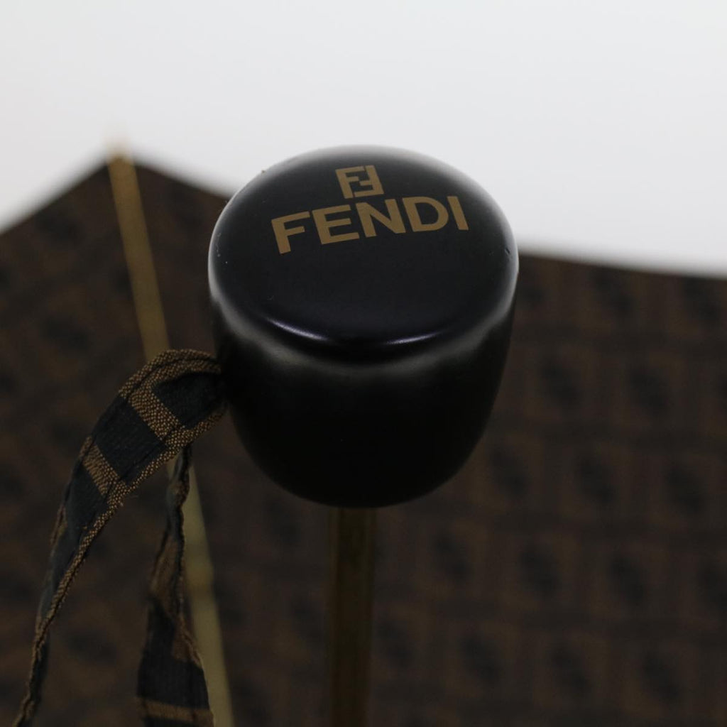 FENDI Zucca Canvas Folding Umbrella Nylon Brown Black ar9758