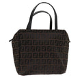 FENDI Zucchino Canvas Hand Bag Nylon Brown Black ar9763