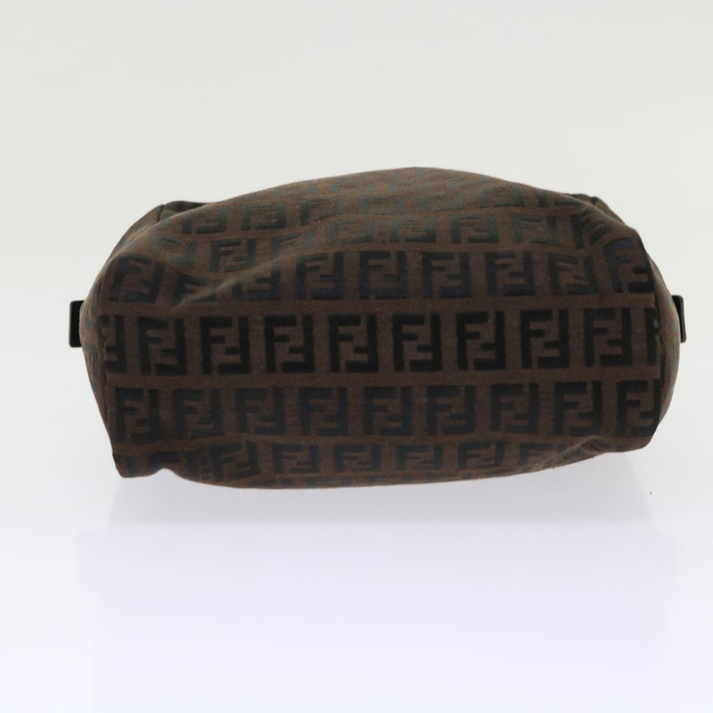 FENDI Zucchino Canvas Hand Bag Nylon Brown Black ar9763
