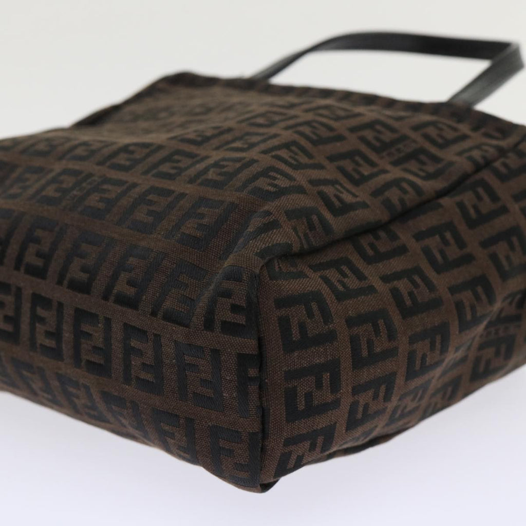 FENDI Zucchino Canvas Hand Bag Nylon Brown Black ar9763