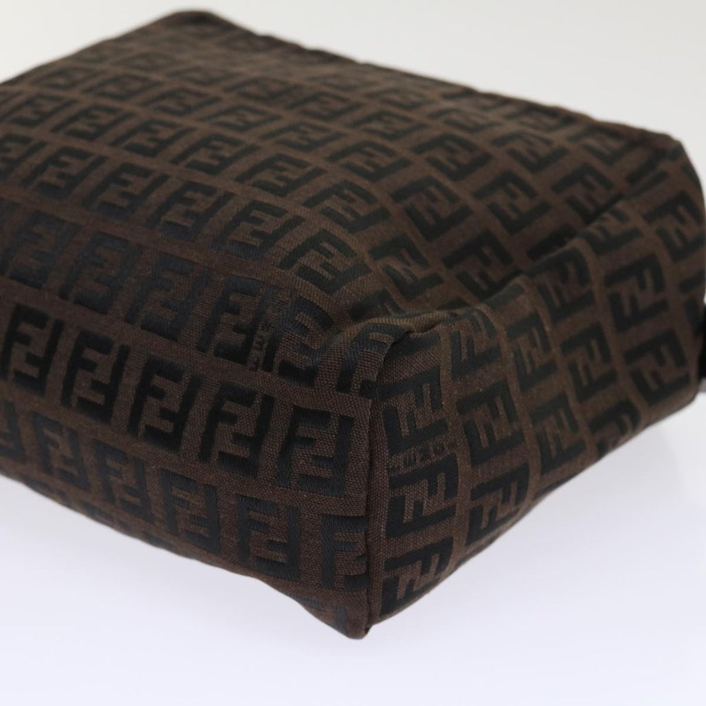 FENDI Zucchino Canvas Hand Bag Nylon Brown Black ar9763