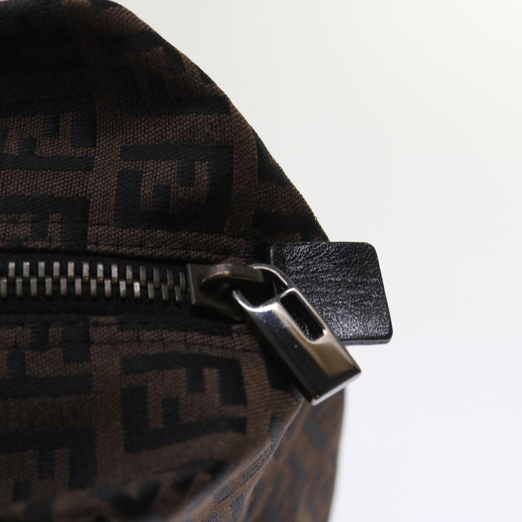 FENDI Zucchino Canvas Hand Bag Nylon Brown Black ar9763