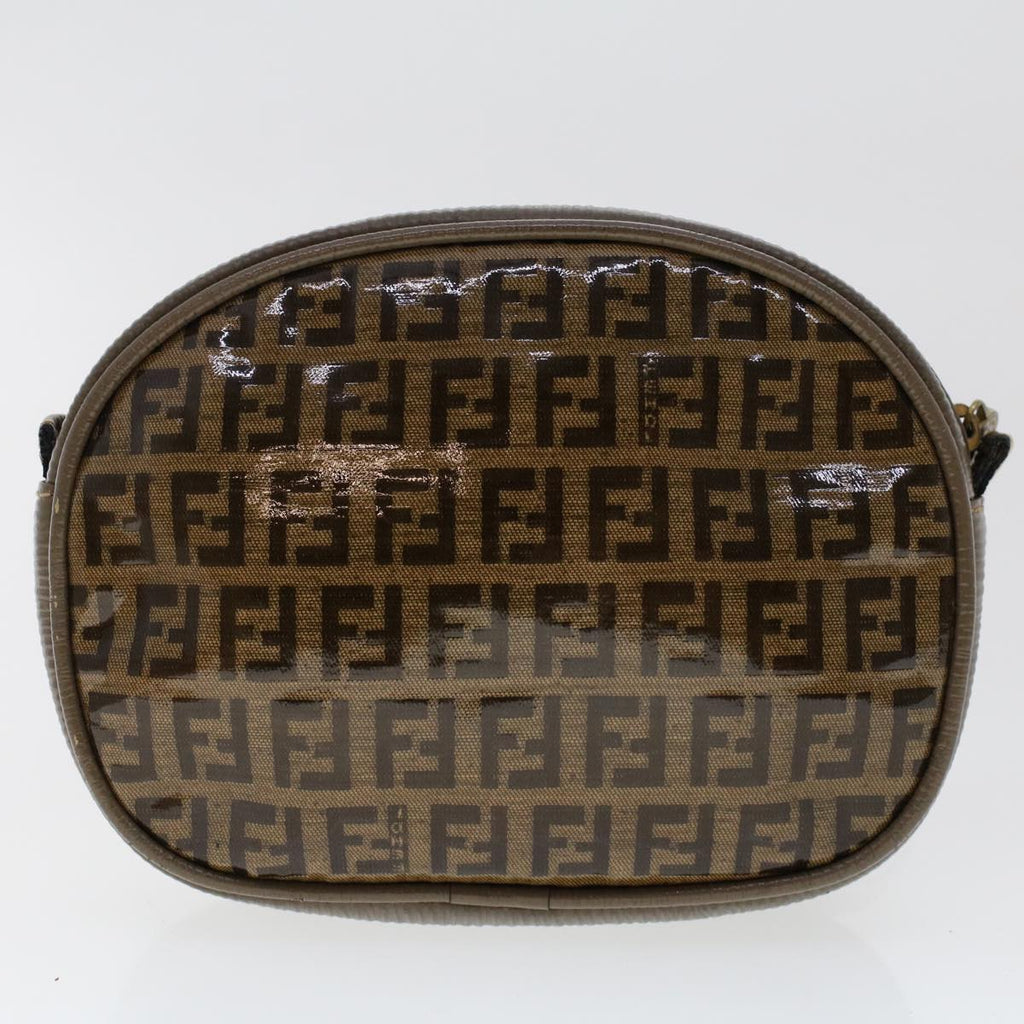 FENDI Zucchino Pequin Canvas Clutch Bag PVC Leather 3Set Blue Brown ar9837