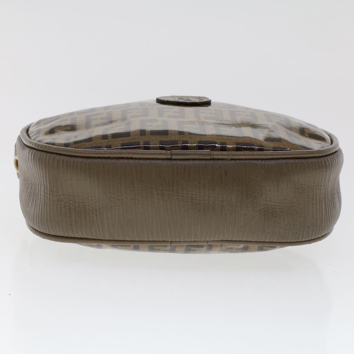 FENDI Zucchino Pequin Canvas Clutch Bag PVC Leather 3Set Blue Brown ar9837