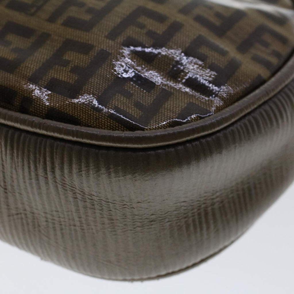 FENDI Zucchino Pequin Canvas Clutch Bag PVC Leather 3Set Blue Brown ar9837