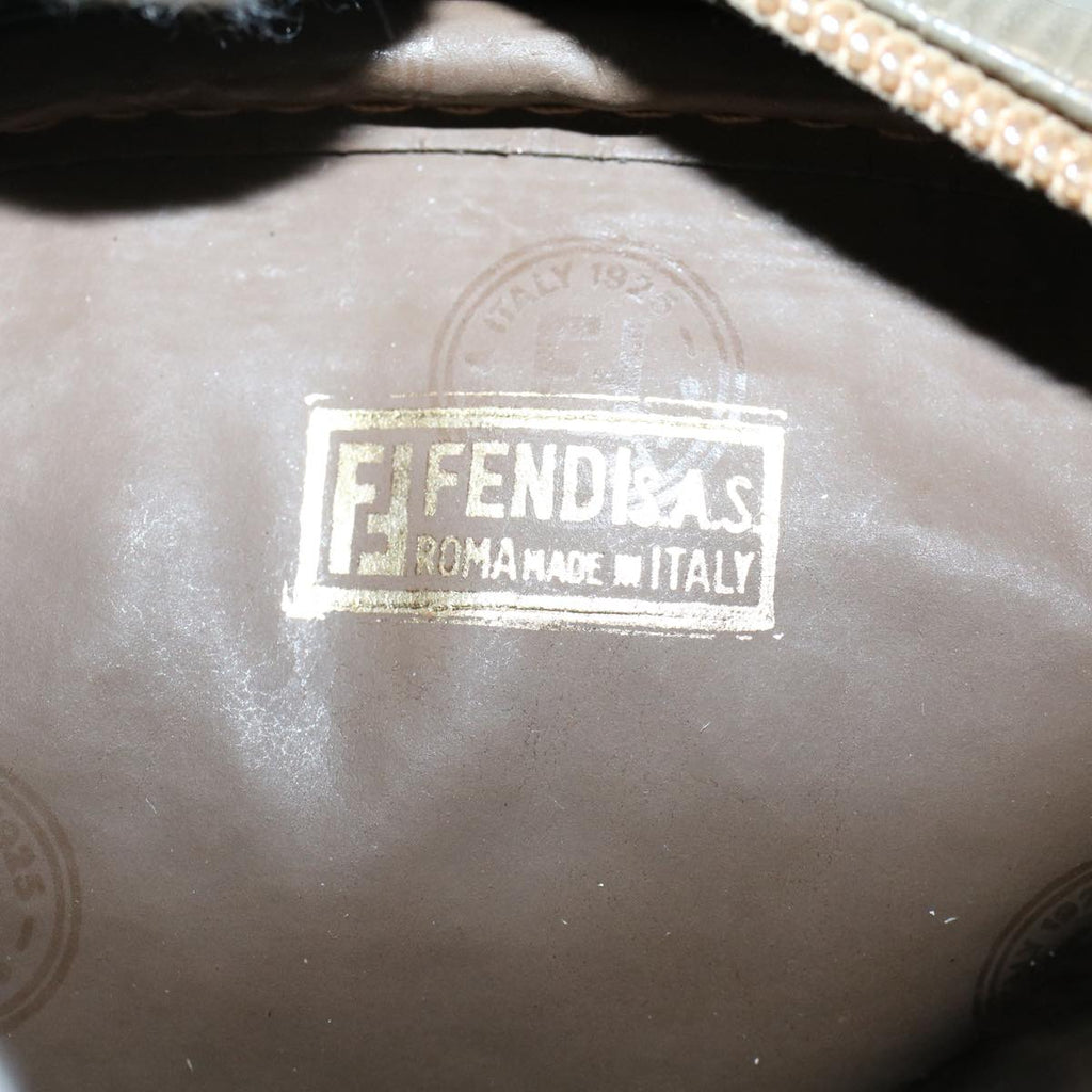 FENDI Zucchino Pequin Canvas Clutch Bag PVC Leather 3Set Blue Brown ar9837