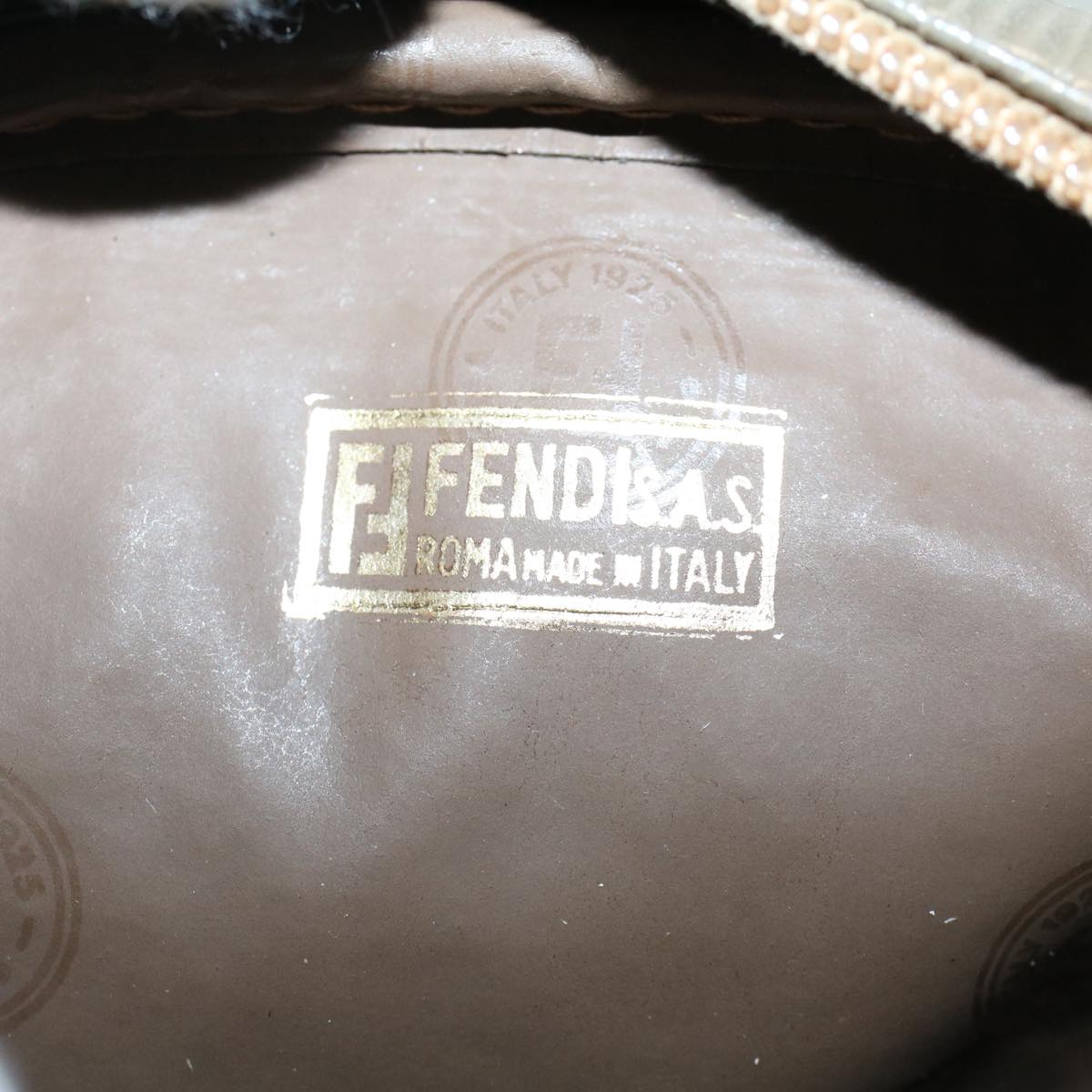 FENDI Zucchino Pequin Canvas Clutch Bag PVC Leather 3Set Blue Brown ar9837