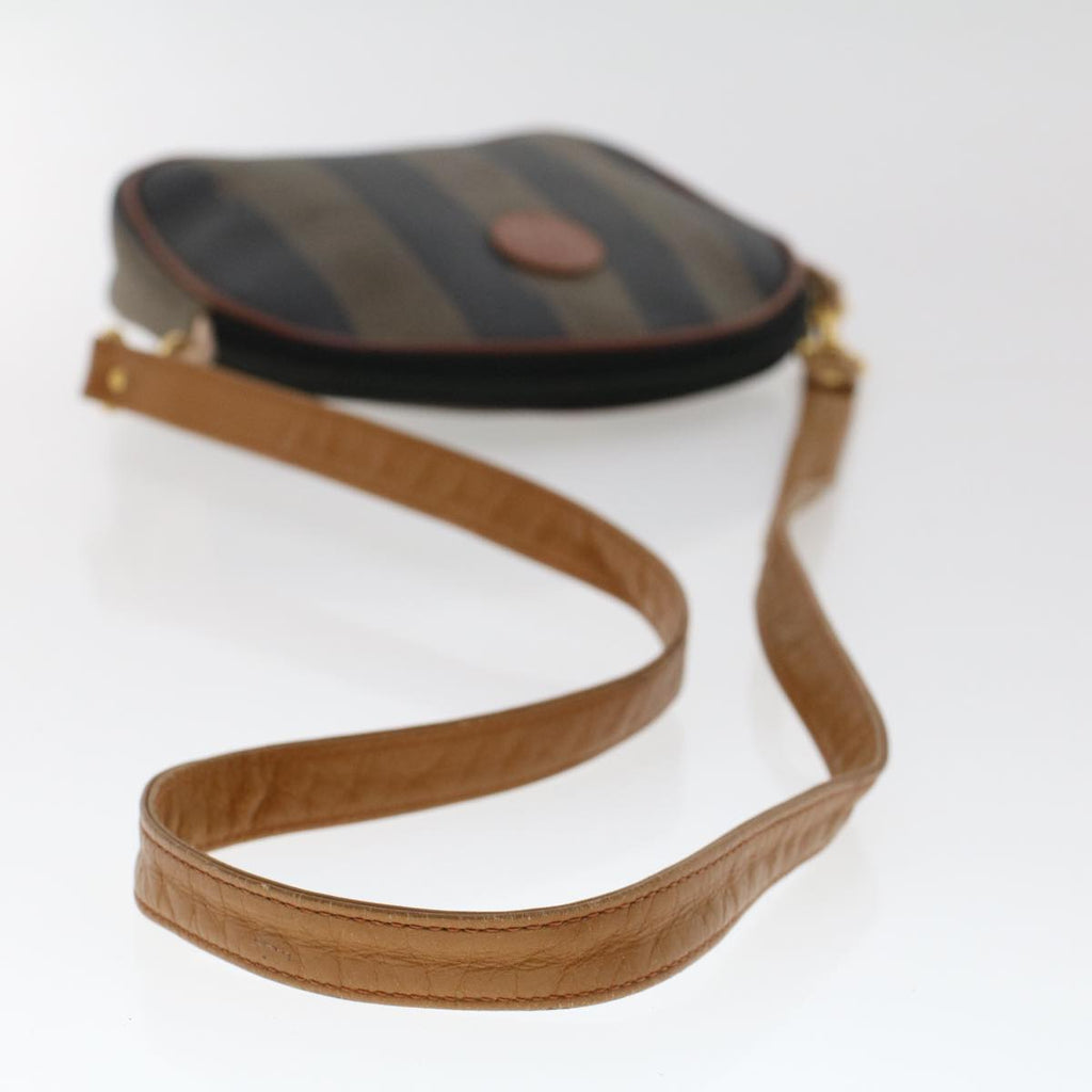 FENDI Zucchino Pequin Canvas Clutch Bag PVC Leather 3Set Blue Brown ar9837