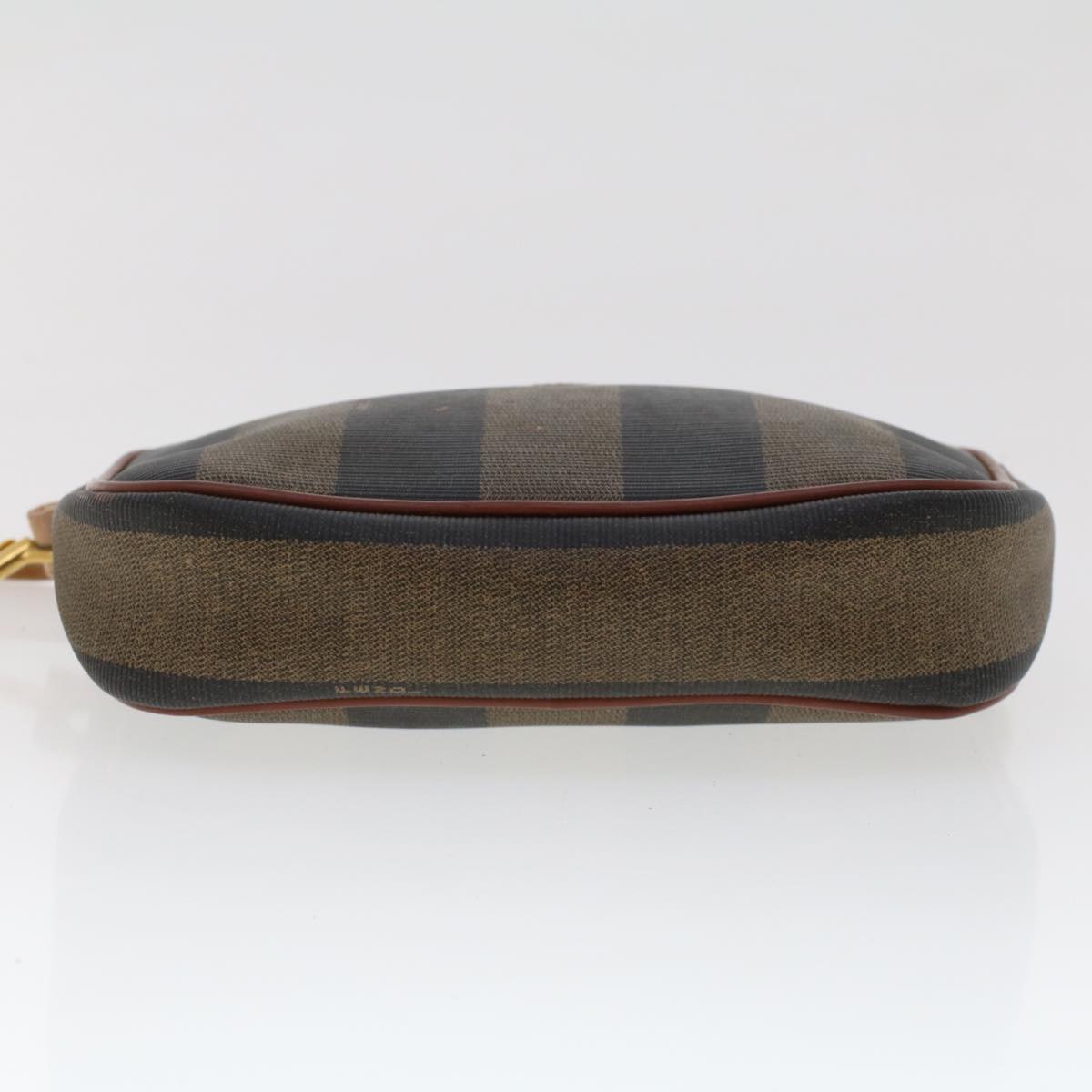 FENDI Zucchino Pequin Canvas Clutch Bag PVC Leather 3Set Blue Brown ar9837