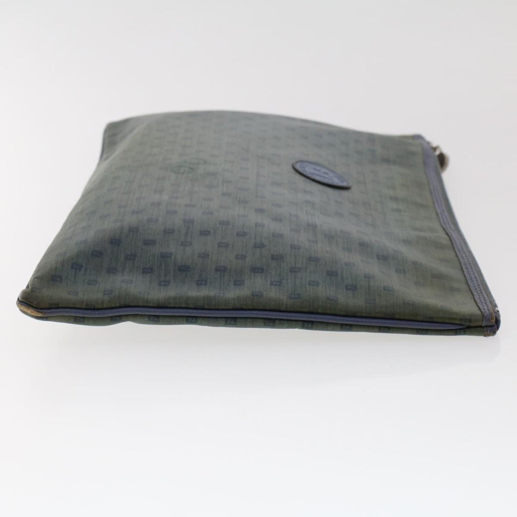 FENDI Zucchino Pequin Canvas Clutch Bag PVC Leather 3Set Blue Brown ar9837