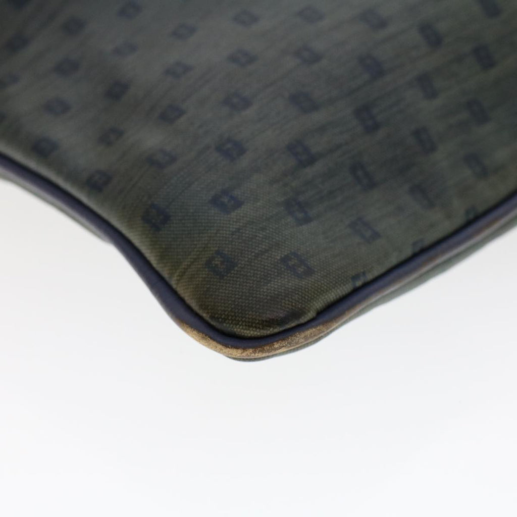 FENDI Zucchino Pequin Canvas Clutch Bag PVC Leather 3Set Blue Brown ar9837