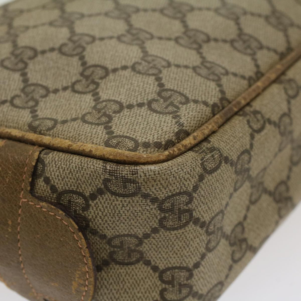 GUCCI GG Canvas Clutch Bag PVC Leather Beige ar9845