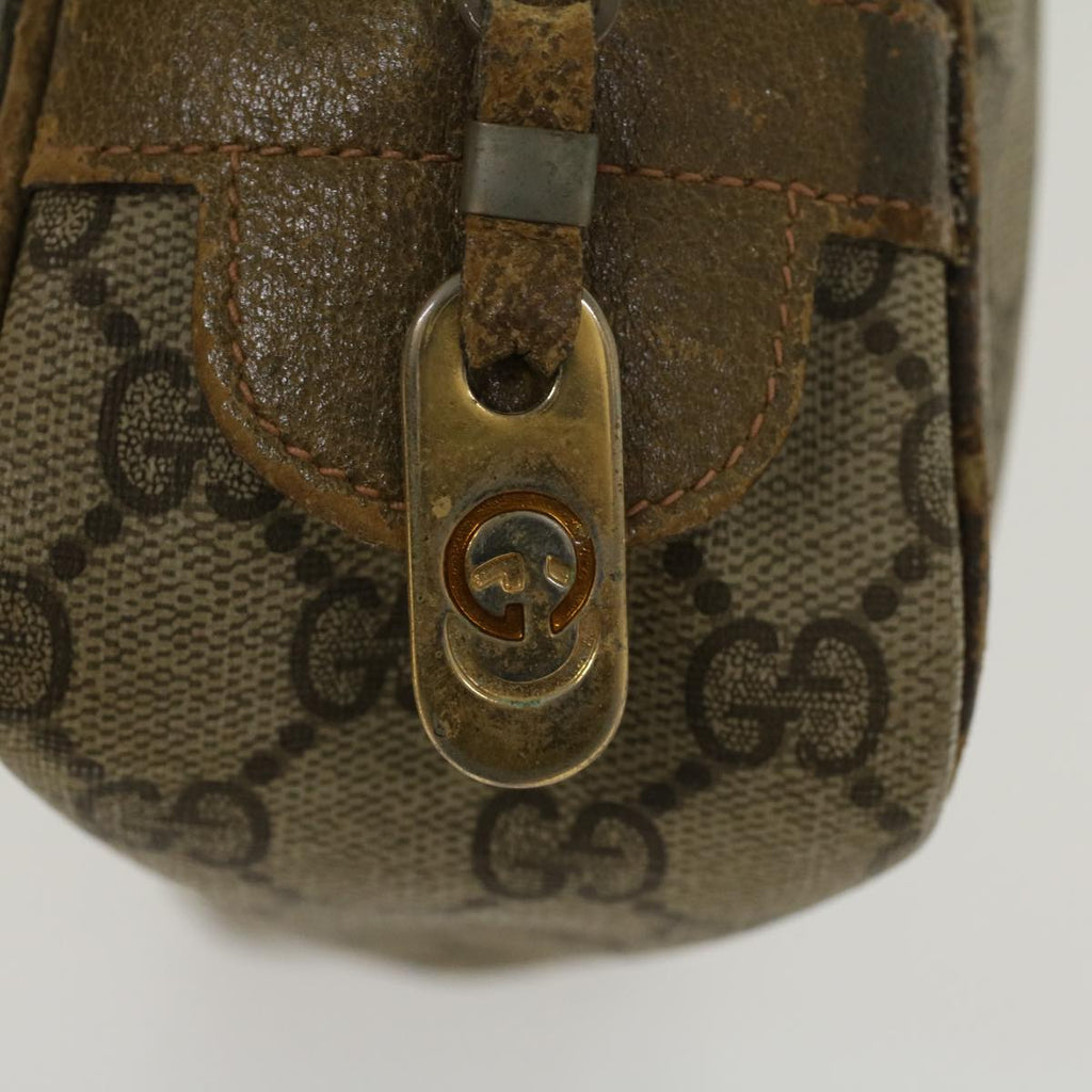 GUCCI GG Canvas Clutch Bag PVC Leather Beige ar9845