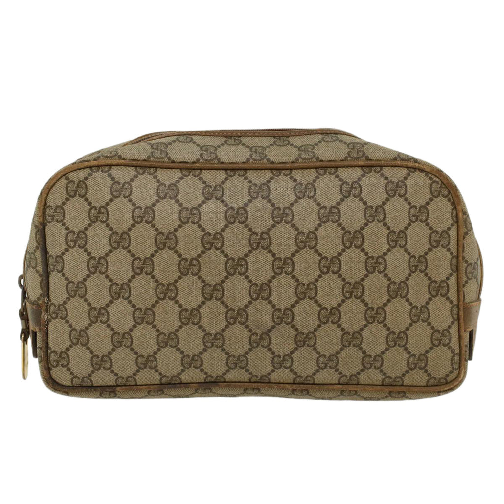 GUCCI GG Canvas Clutch Bag PVC Leather Beige ar9845