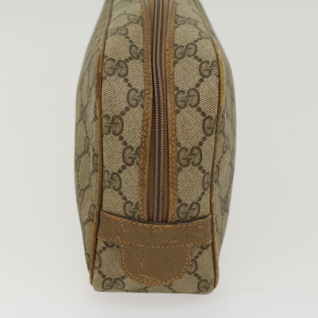 GUCCI GG Canvas Clutch Bag PVC Leather Beige ar9845