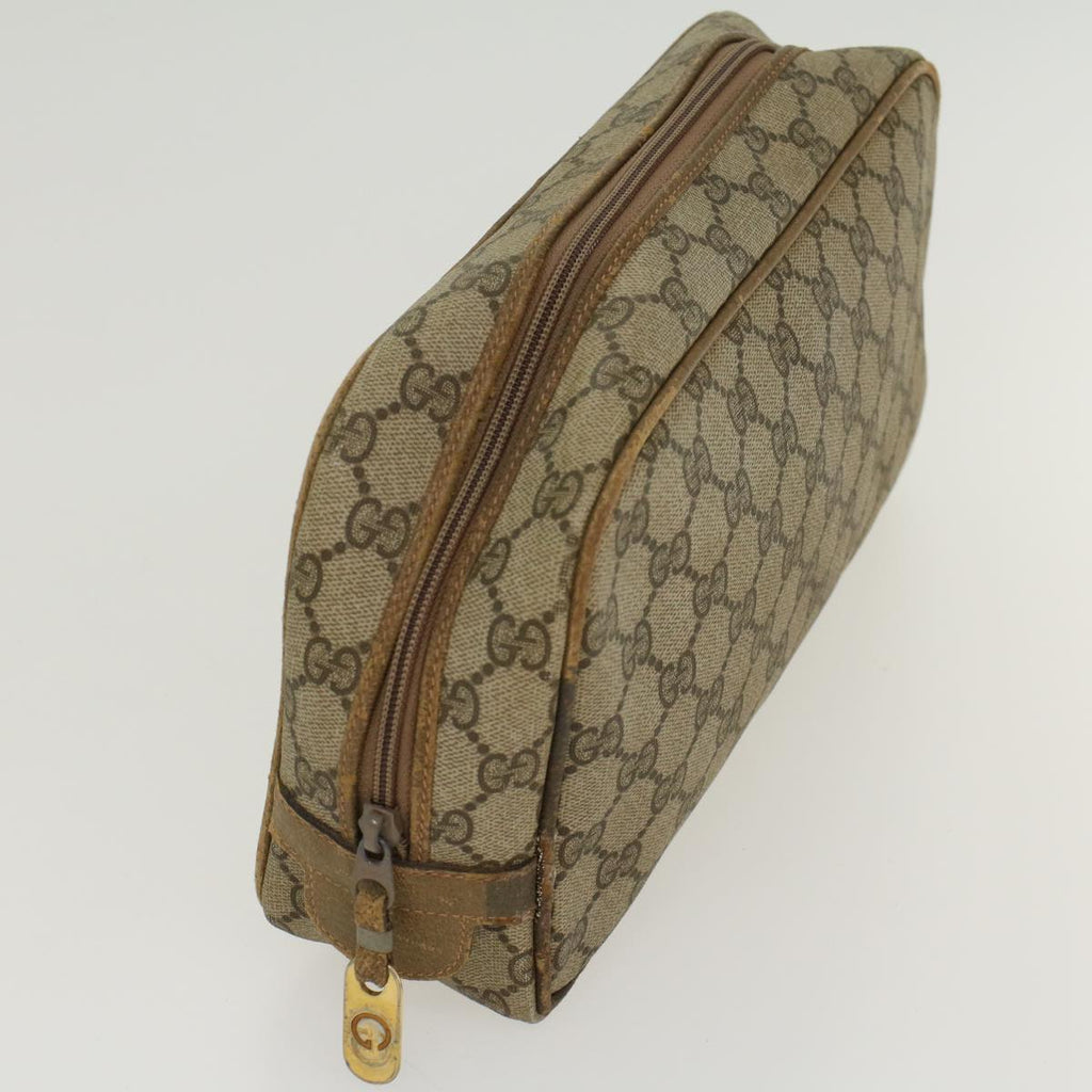 GUCCI GG Canvas Clutch Bag PVC Leather Beige ar9845