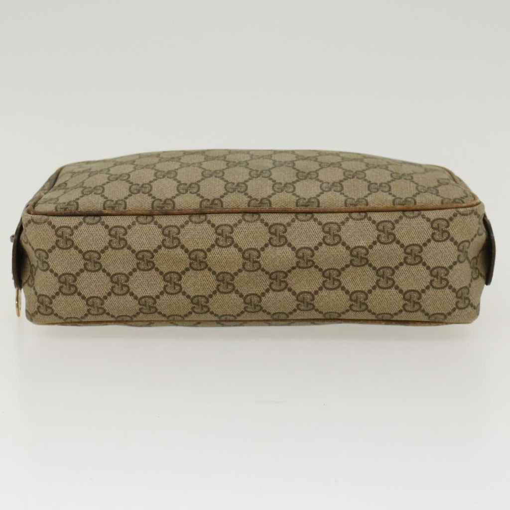 GUCCI GG Canvas Clutch Bag PVC Leather Beige ar9845