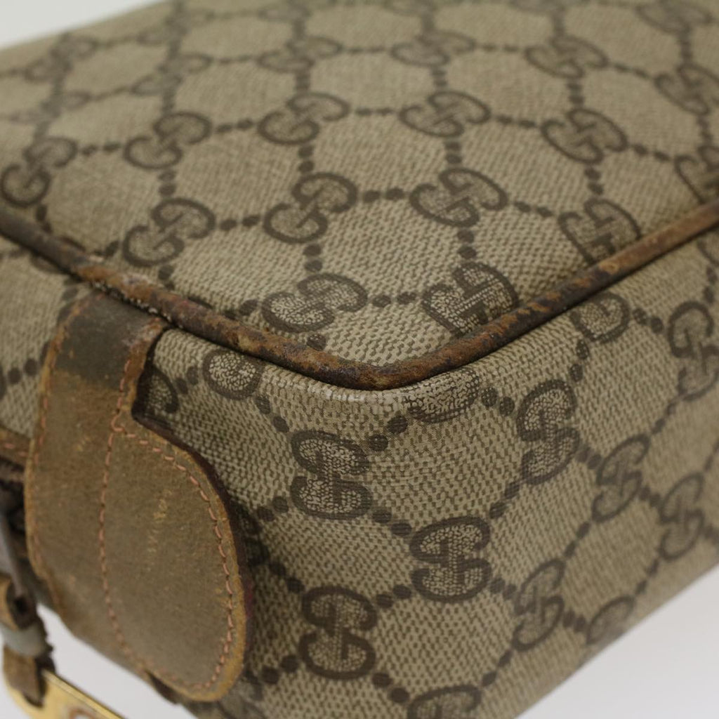 GUCCI GG Canvas Clutch Bag PVC Leather Beige ar9845