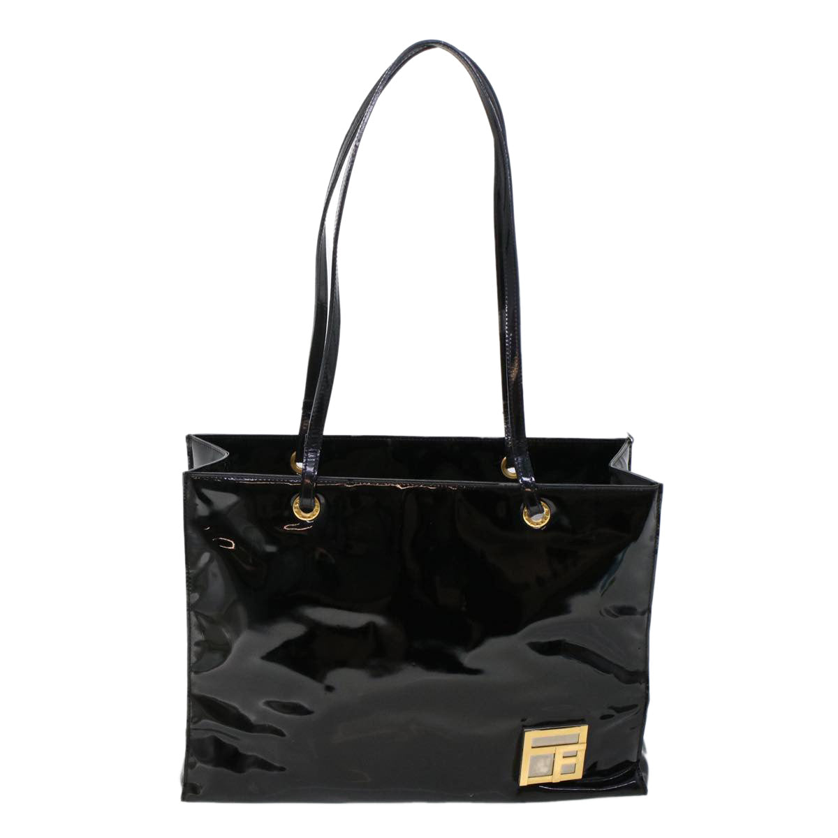 FENDI Shoulder Bag Patent leather Black ar9850