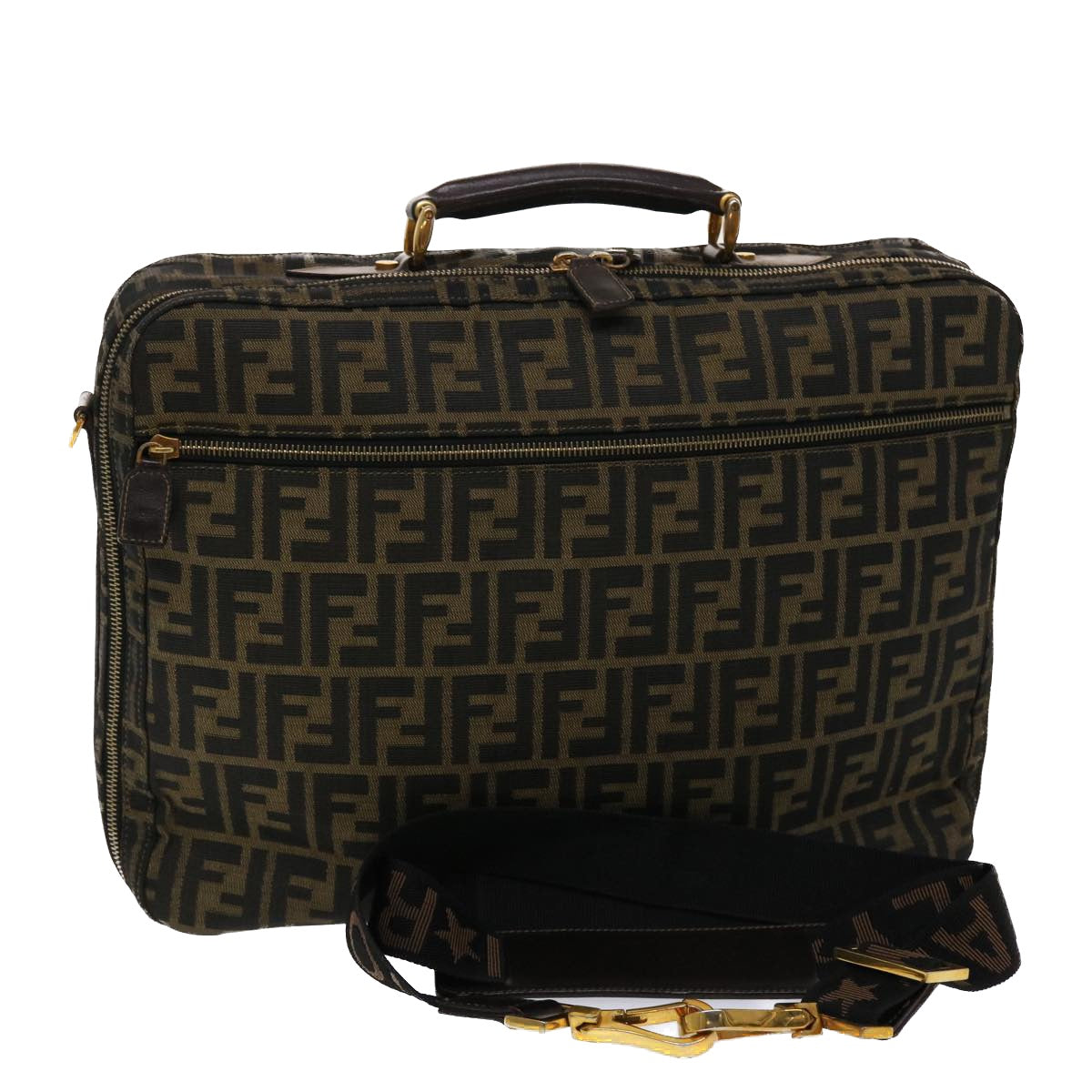 FENDI Zucca Canvas Hand Bag 2way Black Brown ar9852