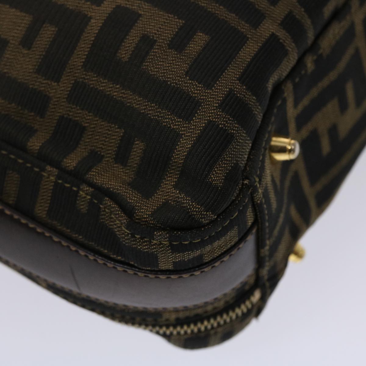 FENDI Zucca Canvas Hand Bag 2way Black Brown ar9852
