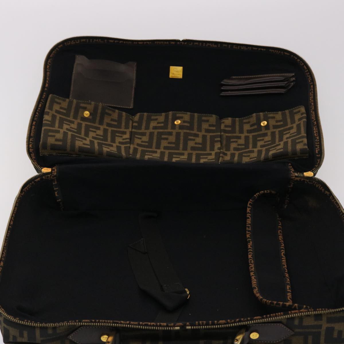 FENDI Zucca Canvas Hand Bag 2way Black Brown ar9852