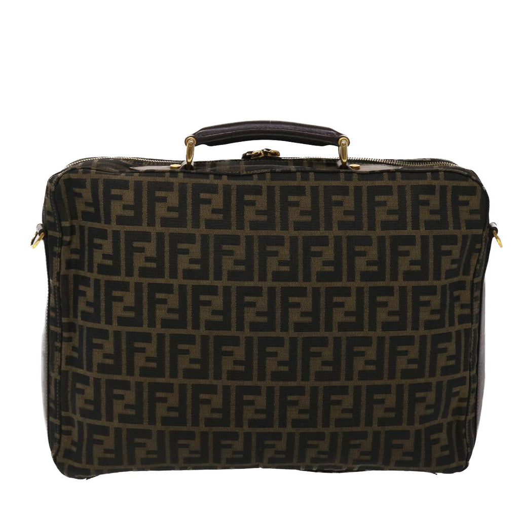 FENDI Zucca Canvas Hand Bag 2way Black Brown ar9852