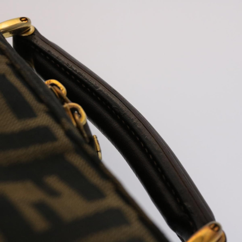 FENDI Zucca Canvas Hand Bag 2way Black Brown ar9852
