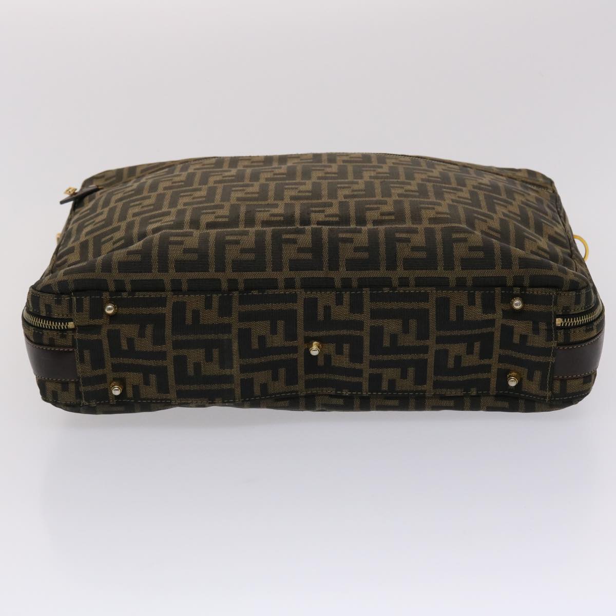 FENDI Zucca Canvas Hand Bag 2way Black Brown ar9852