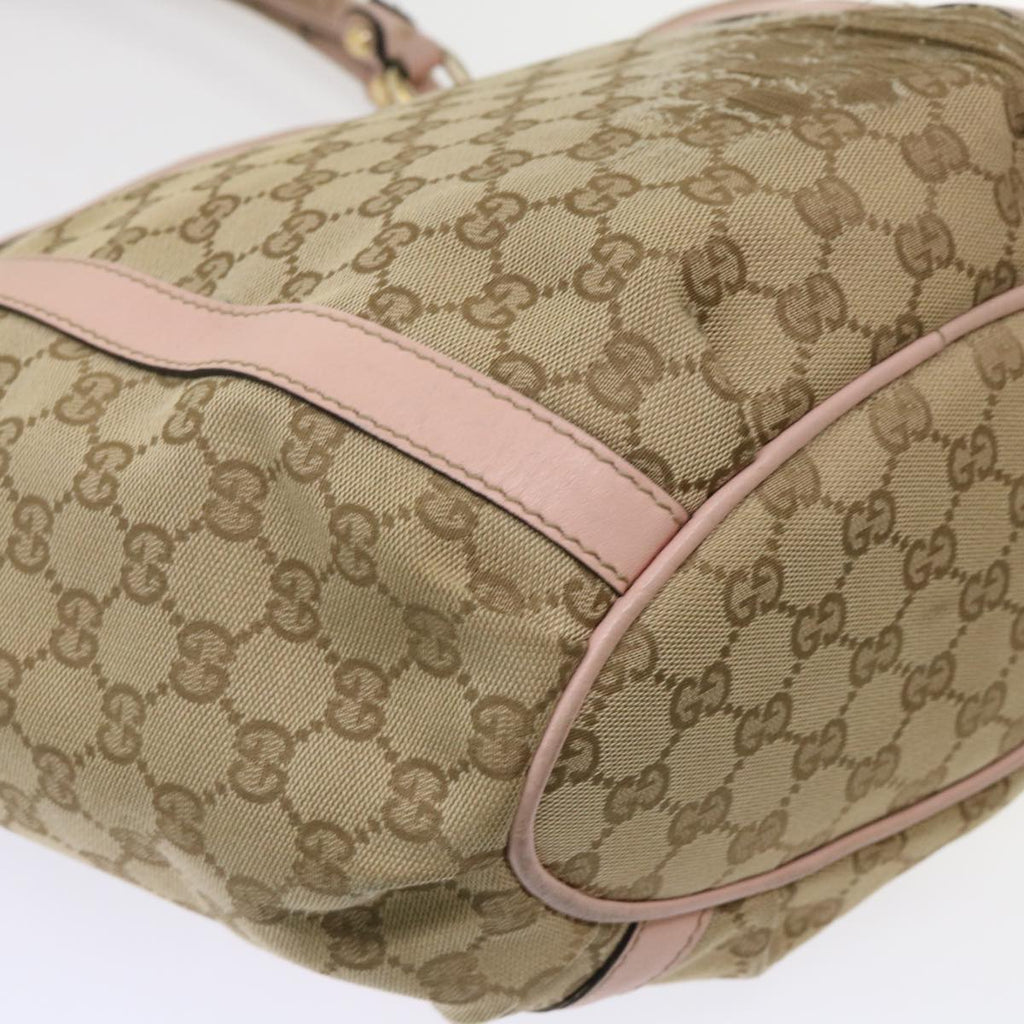 GUCCI GG Canvas Tote Bag Leather Beige 211982 ar9875B