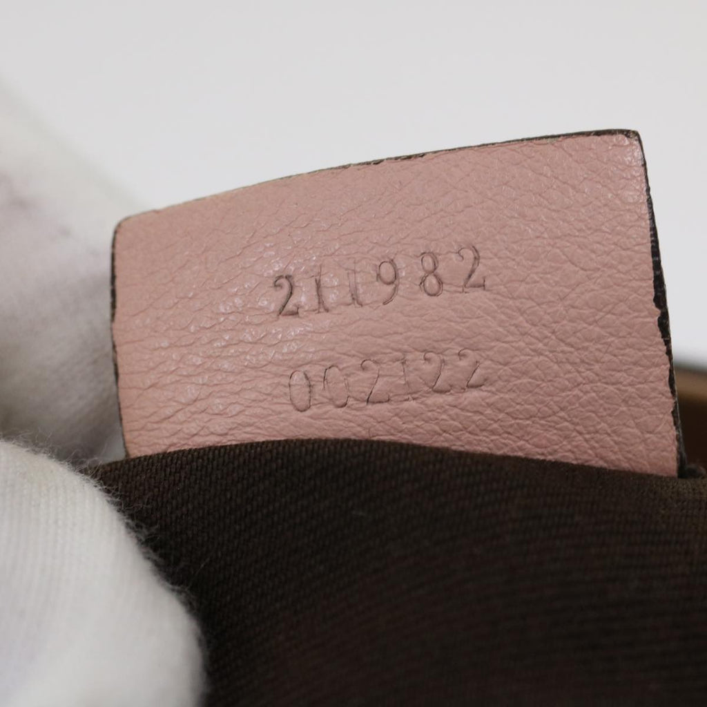 GUCCI GG Canvas Tote Bag Leather Beige 211982 ar9875B